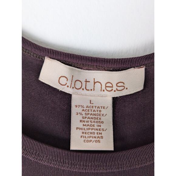 c.l.o.t.h.e.s Brown wmns Top Sz L fabric slinky Acetate/Span Travel Fabric EUC - Picture 3 of 7